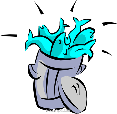 Fish And Garbage Can Royalty Free Vector Clip Art Illustration - Fish In A Can (480x466)