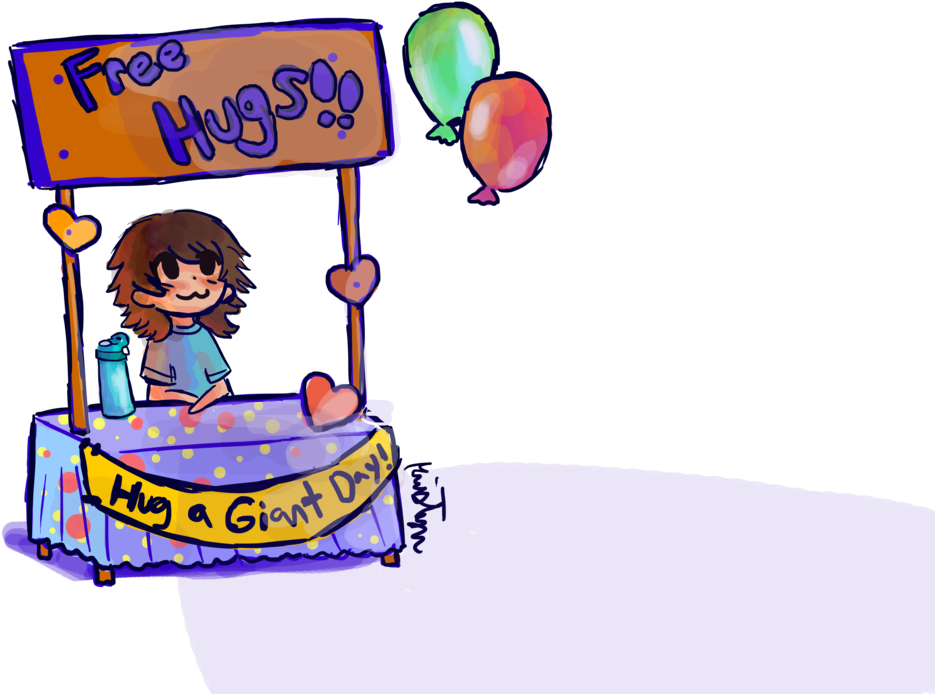 Hug Booth / Hug A Giant Day By Friendlyfoxpal - Cartoon (1018x785)