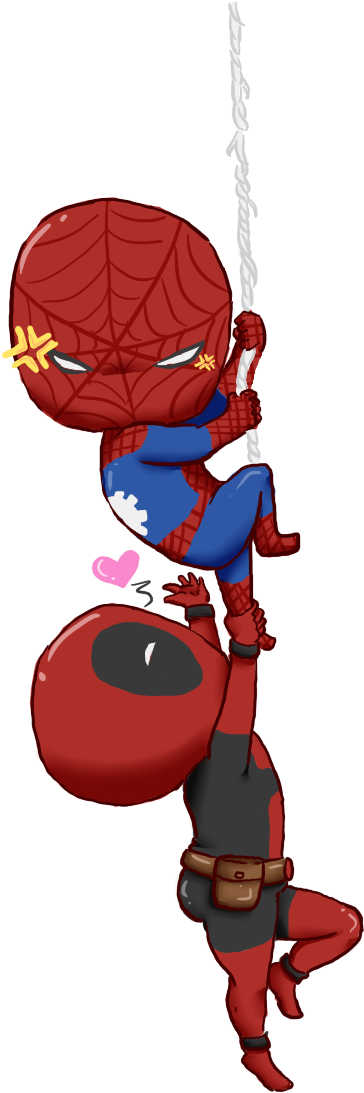 Dang It Deadpool By Guardian-angel15 - Deadpool Y Spiderman En Chibi (446x1112)