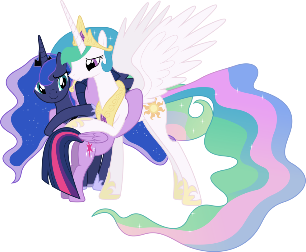 Princesses Celestia, Luna And Twilight Hugging By 90sigma - Twilight Sparkle And Princess Celestia And Luna (984x812)