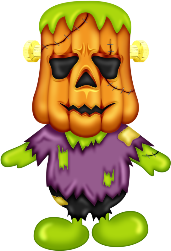 Halloween Frankenstein Pumpkin Man Clip Art - Halloween Clipart (614x900)