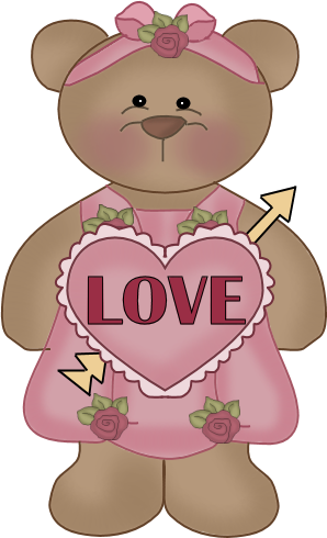 Valentine Love Teddy Bear Clip Art - Cartoon (298x490)