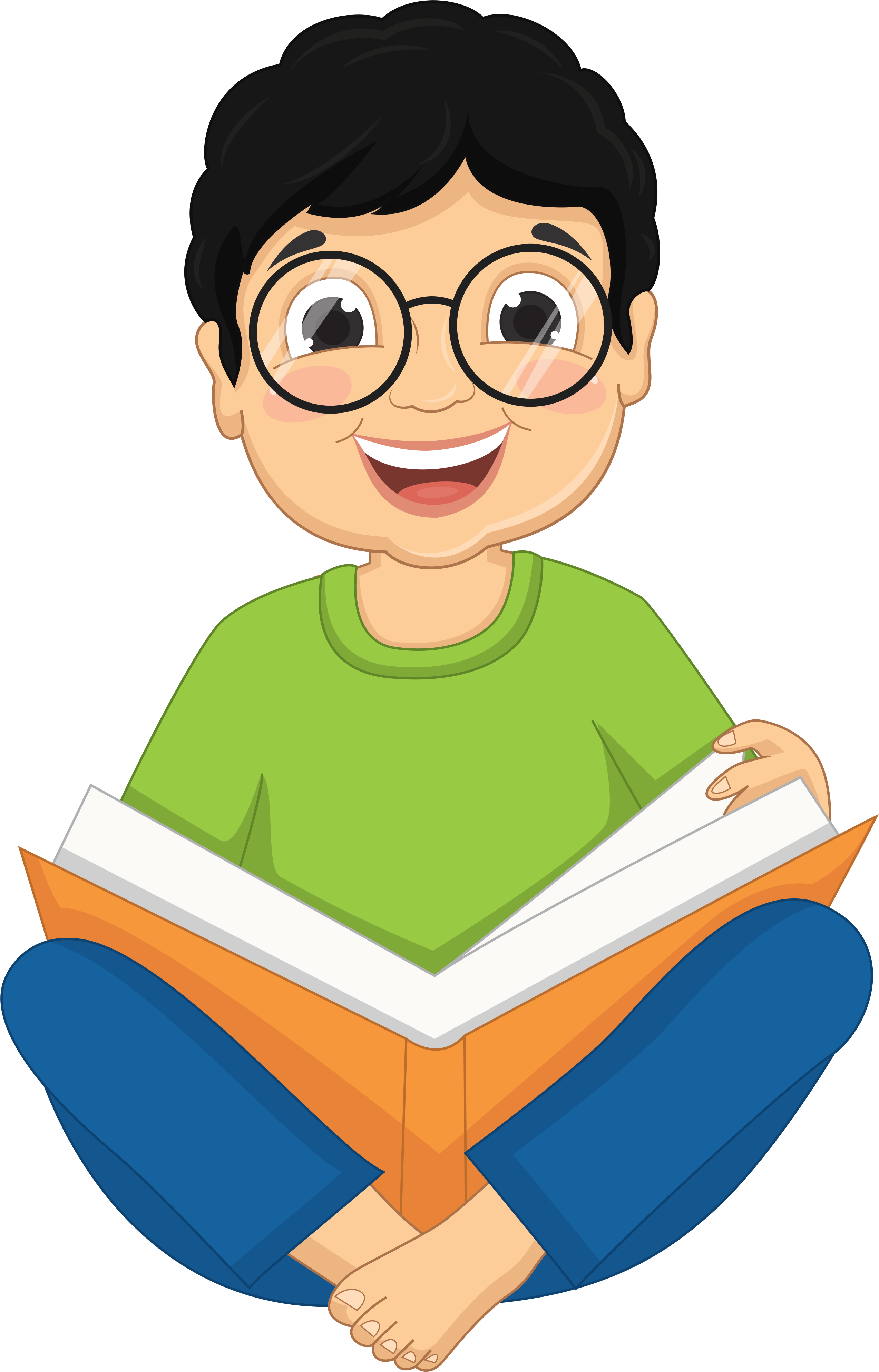 Cartoon Kids, Craft Images, Clip Art, Chart, Cartoons, - Reading Book Of Boy (2641x4000)
