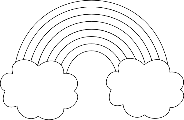 Best Photos Of Rainbow Cloud Drawing - Rainbow And Clouds Clipart Black And White (600x394)