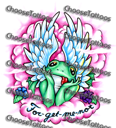 Cute Idea - Angel Frog Tattoo (400x440)