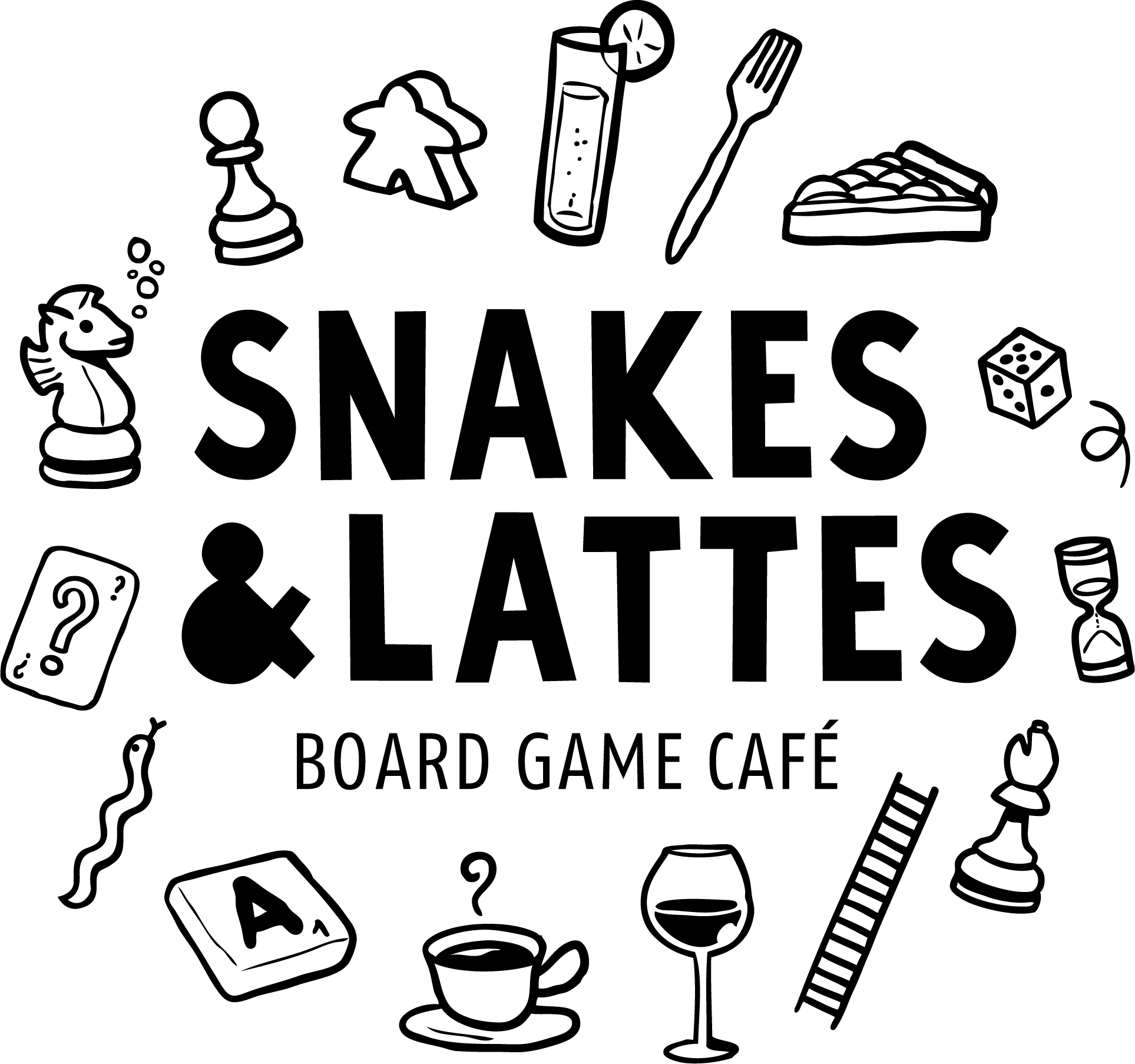 Snakes & Lattes Board Game Cafe - Snakes And Lattes Logo (1927x1806)