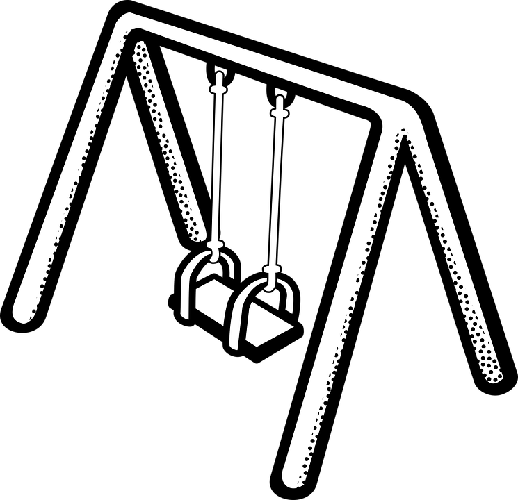 Playground Clipart See Saw - Black And White Picture Of Swing (745x720)