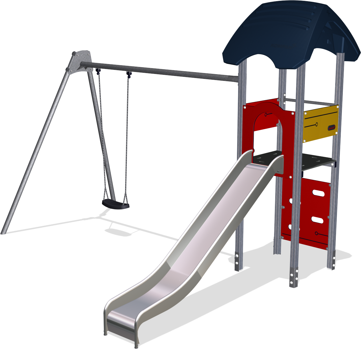 Play Tower With Swing 2,5m, Alu Posts & Full Steel - Swing (1246x1204)
