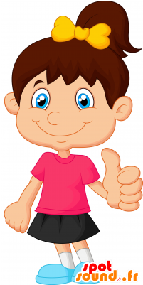New Smiling Girl Mascot With A Colorful Outfit - Boy And Girl Standing Clipart (300x400)