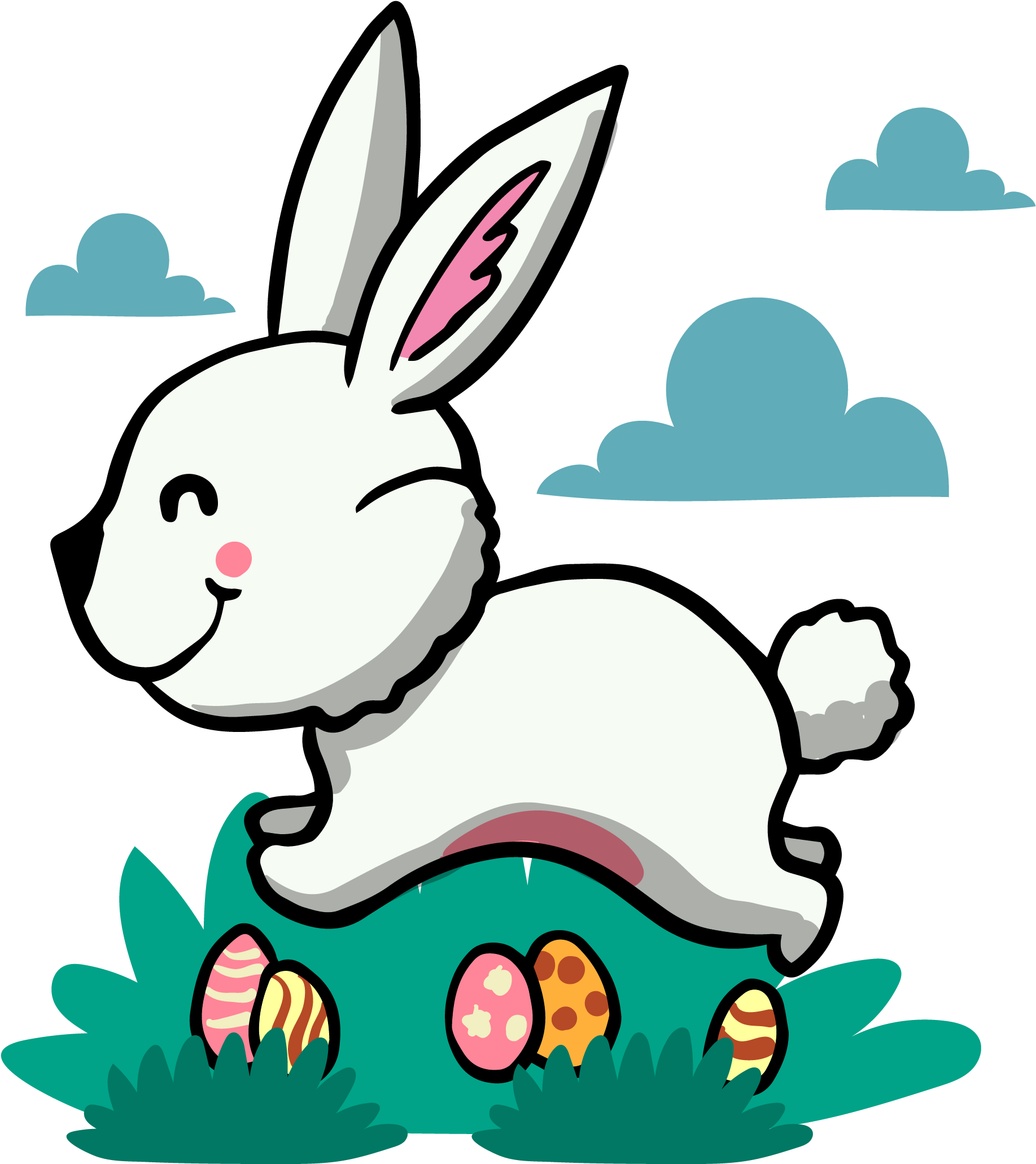 Drawn Bunny European Rabbit - Desenho De Coelhinho Colorido (2858x3287)