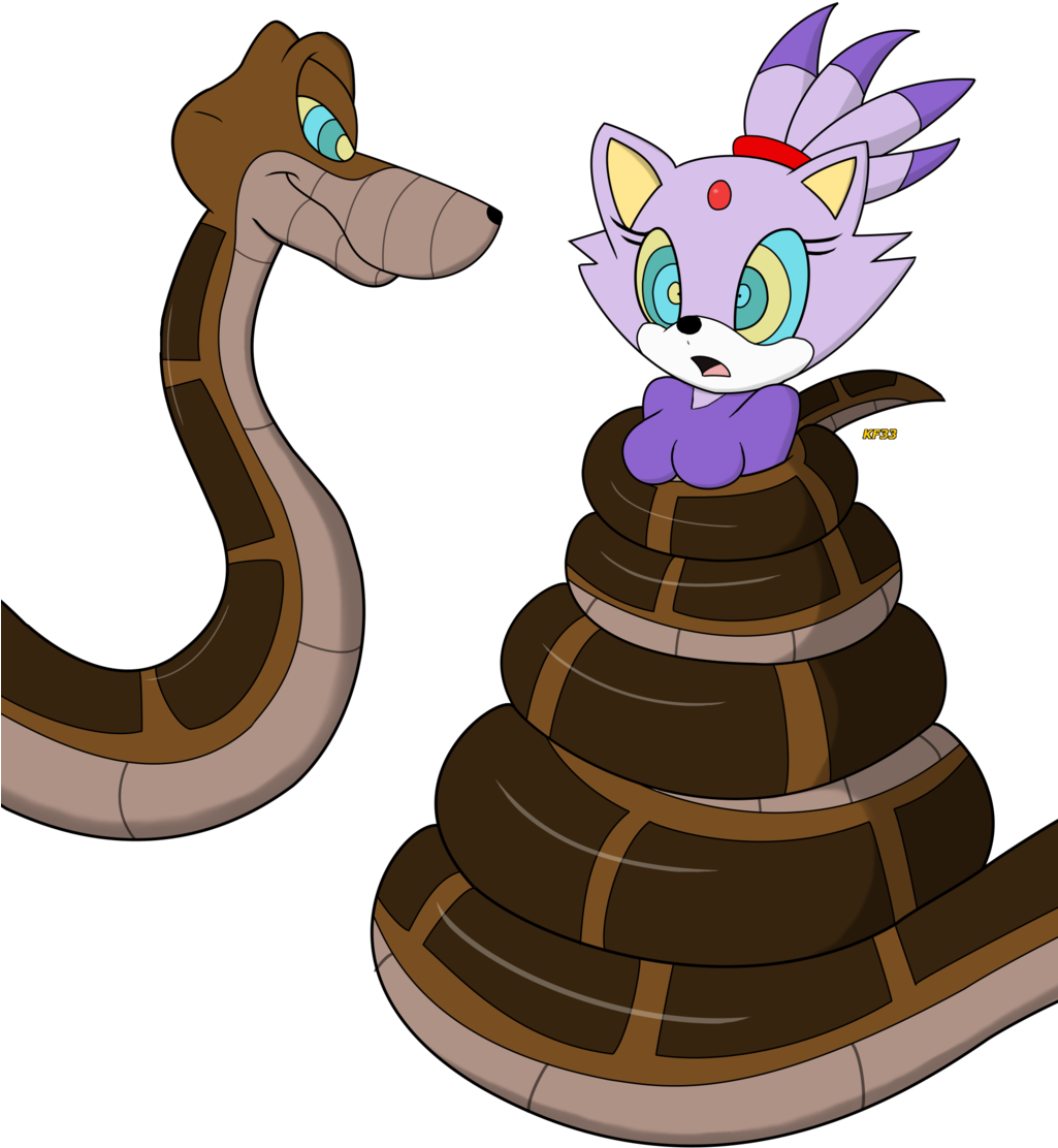 Kaa Cat Hypnosis The Jungle Book Art - Blaze The Cat And Kaa (1024x1150)