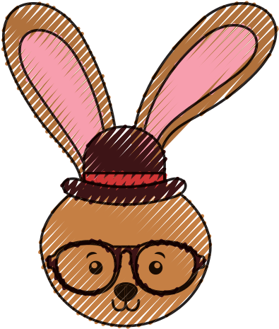 Cute Scribble Vintage Rabbit - Graphic Design (550x550)