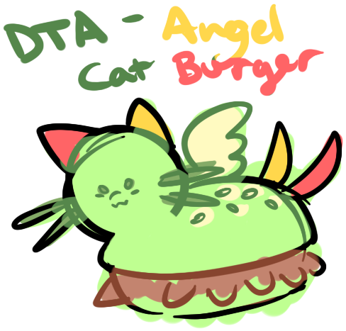 Angel Cat Burger By Toripng - Cartoon (588x529)