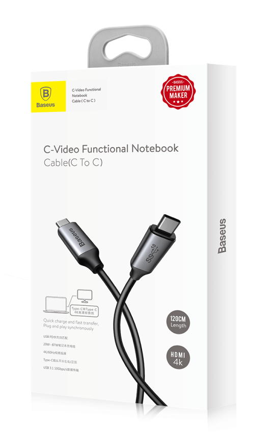 Baseus C-video Functional Notebook Cable - Baseus C-video Kabel Wideo Przewód Usb Type-c - Usb (900x900)