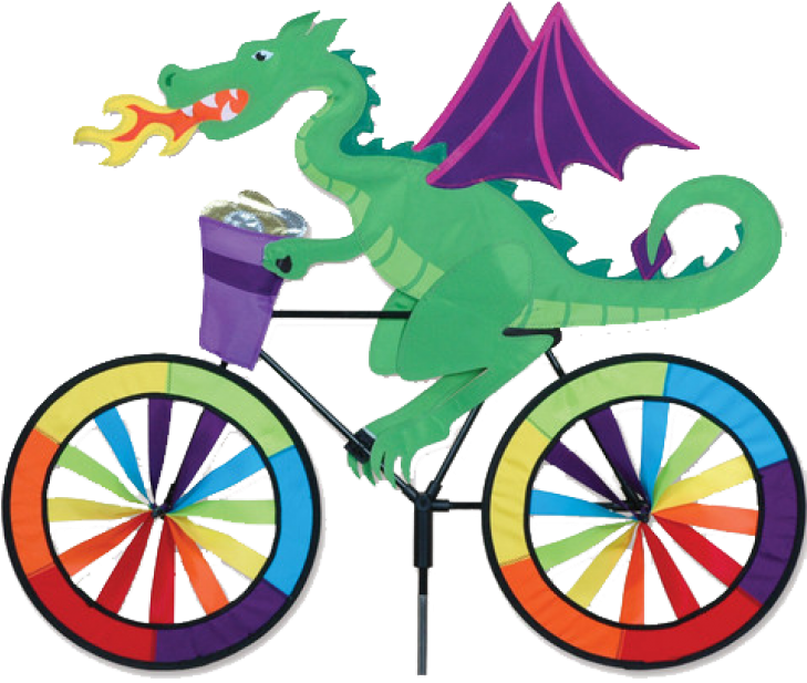 Dragon On A Bicycle Spinner - Bike Wind Spinner Flamingo (728x728)