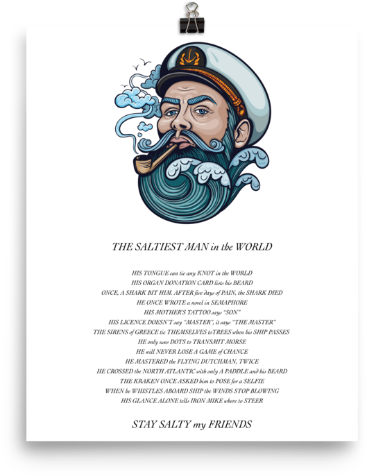 The Saltiest Man In The World Poster - Cartoon (1000x1000)
