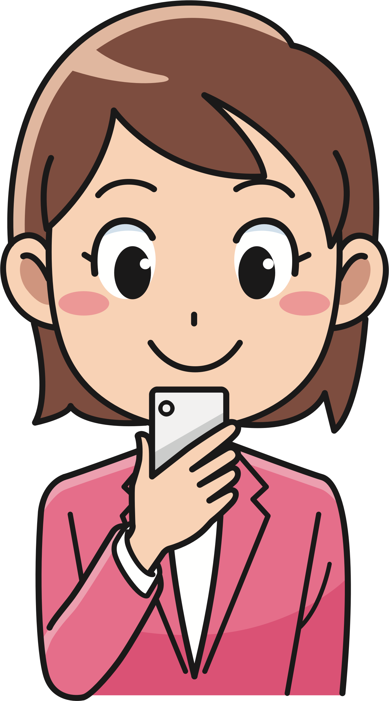 Woman With Smartphone - Man And Woman Cartoon Png (1330x2398)