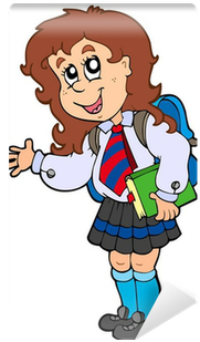 Cartoon Girl In School Uniform (400x400)