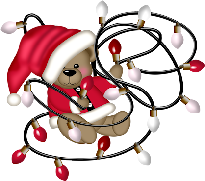 Bearwithlights - Cartoon Christmas Bears Png (443x417)