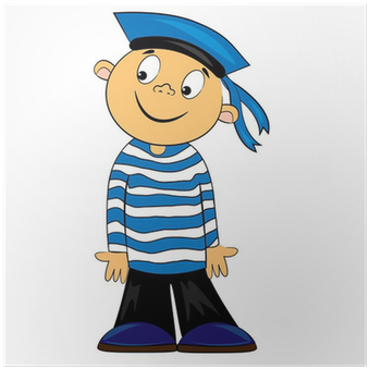 Cartoon Sailor Kid In Striped Shirt - Cartoon Character With Striped Shirt (400x400)