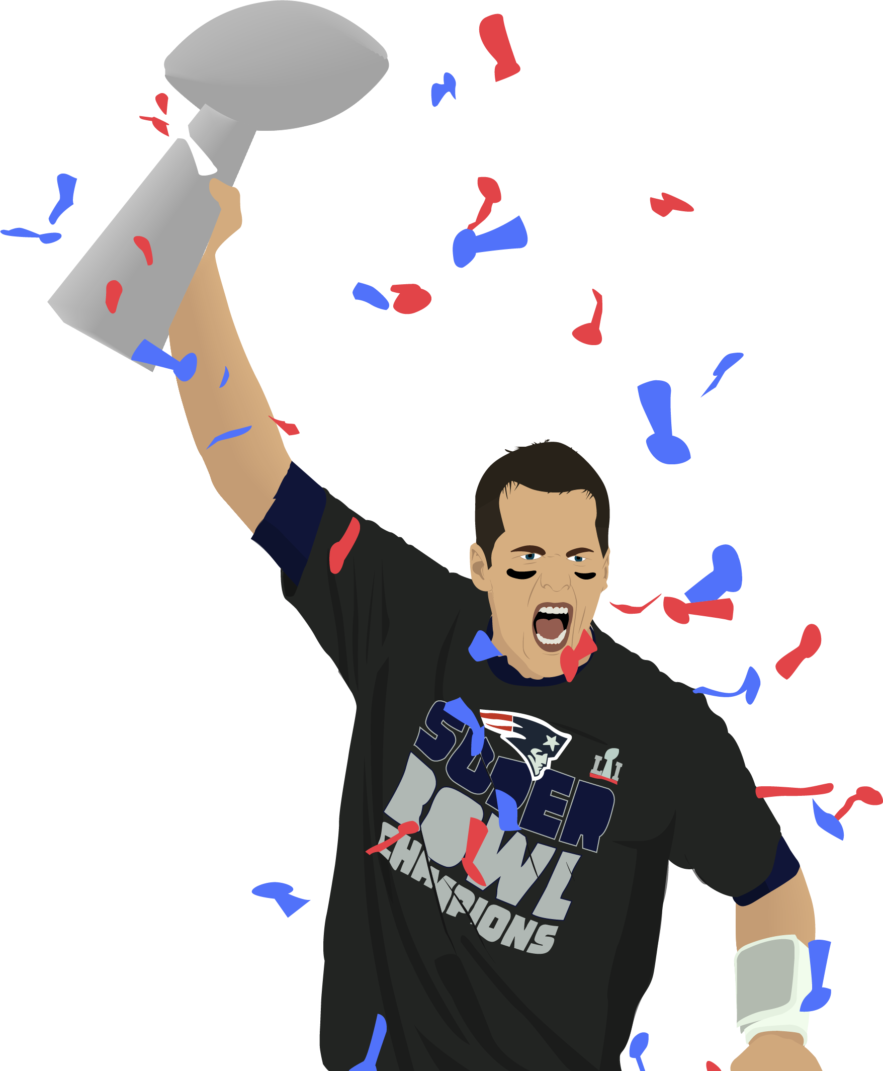 Tom Brady Celebration Illustration - Illustration (1756x2129)