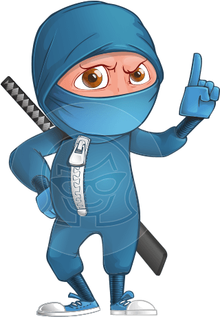 Cartoon Characters Vector - Cartoon Blue Ninja Transparent (439x464)