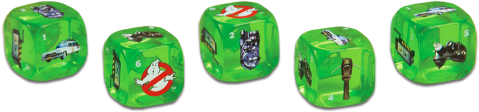 The Dice Have Been Transformed Into Iconic Imagery - Ghostbusters Yahtzee (800x282)