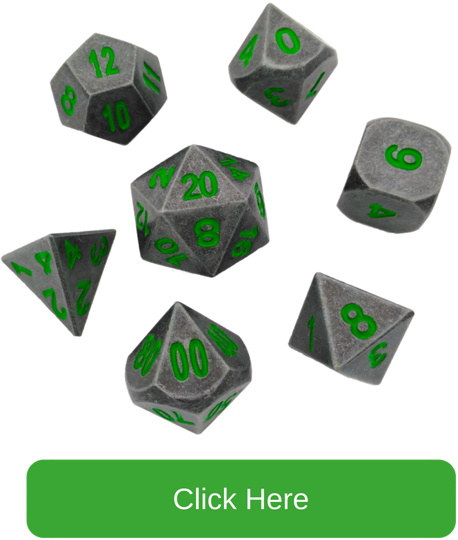 Gunmetal Gray With Green Numbers Metal Dice - Green (800x800)
