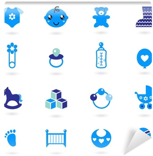 Vector Blue Icons Collection For Baby Boy Isolated - Accesoris Baby Girl Vector (400x400)