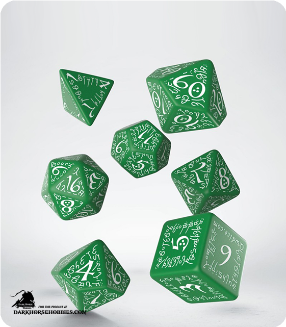 Elven Green-white Polyhedral Dice Set - Call Of Cthulhu Dice Set (700x800)