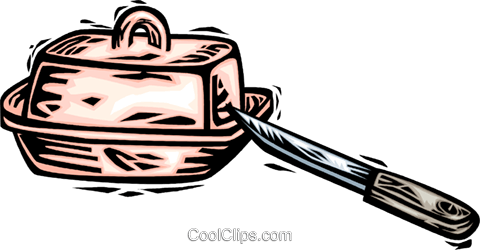 Butter Dish And Knife Royalty Free Vector Clip Art - Butter Dish And Knife Royalty Free Vector Clip Art (480x250)