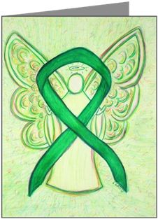 Green Awareness Ribbon Angel Note Cards - Cafepress Green Ribbon Angel Iphone 6 Tough Case (350x350)