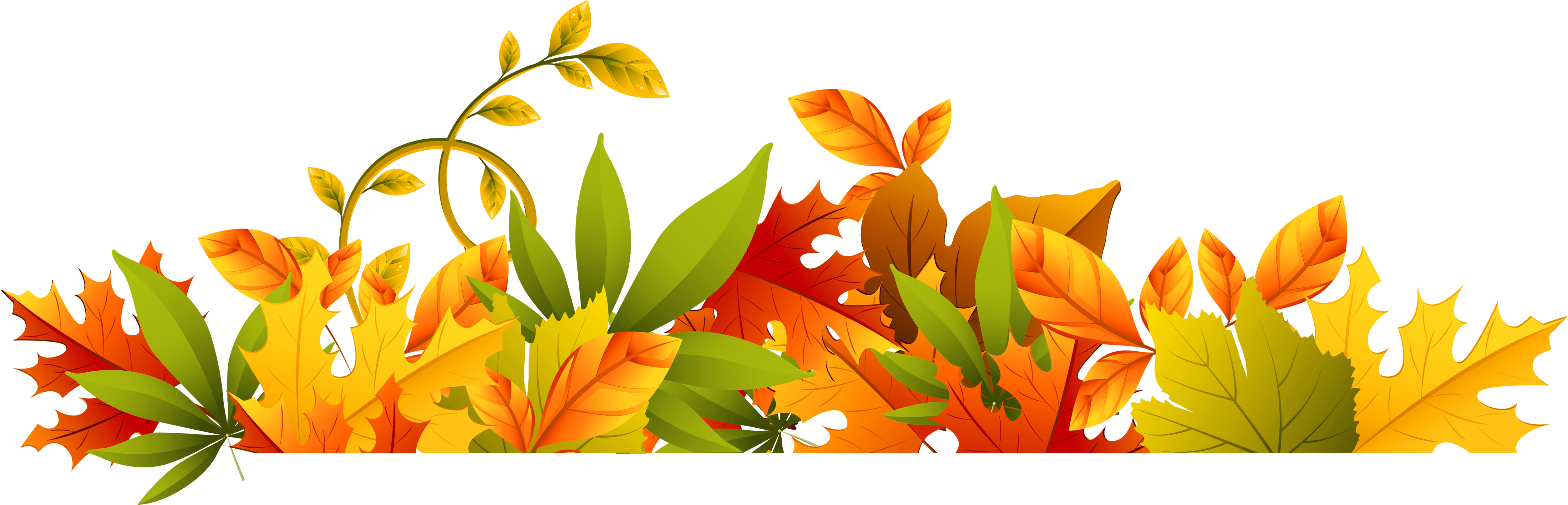 Fall Autumn Clip Art Free Clipart - Autumn Leaves Border Png (5264x1796)