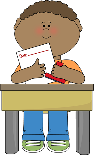 Date Clipart Classroom Calendar - Boy Sitting In Desk Clipart (303x500)