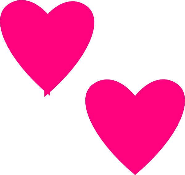 Hot Pink Double Hearts Clip Art At Clker - Hot Pink Heart Png (600x568)