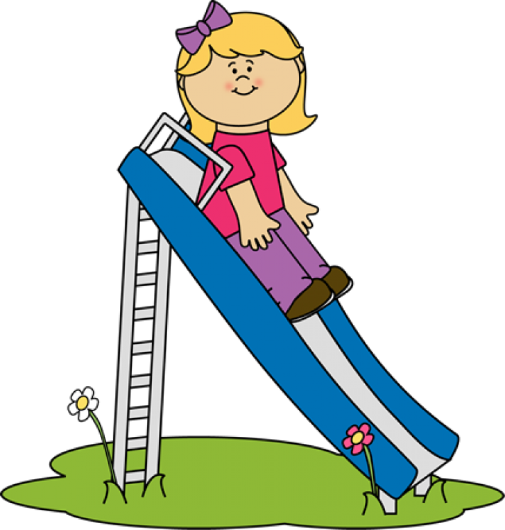 Girl On A Slide Clip Art - Slide Clipart (728x763)