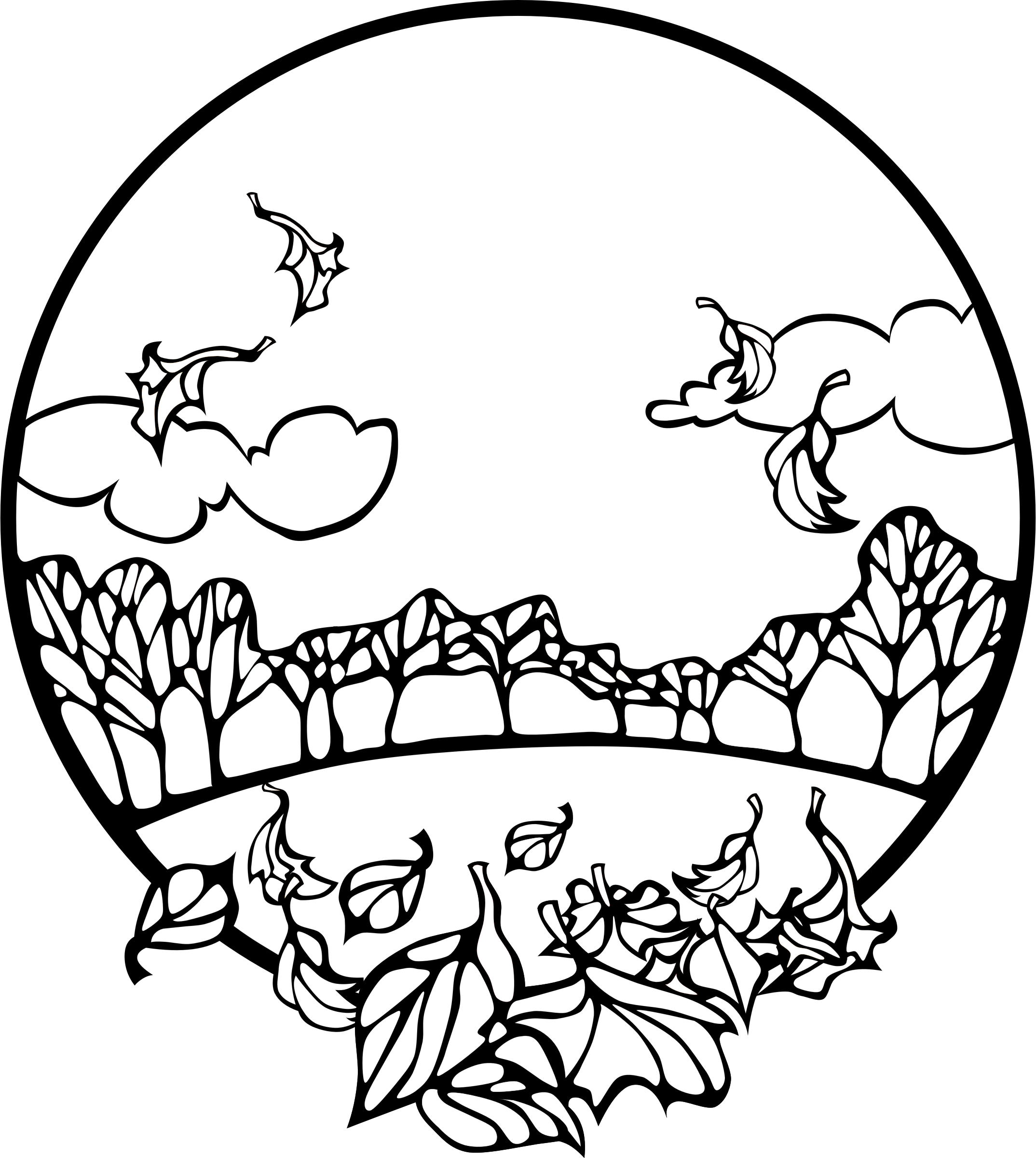 Fall Clip Art Black And White - Horizon Observatory (2148x2400)