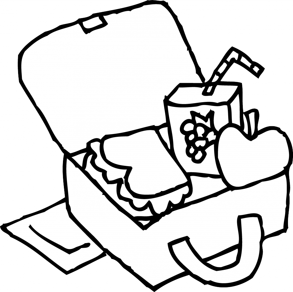Lunch Box Clipart Black And White - Black And White Lunch (940x937)