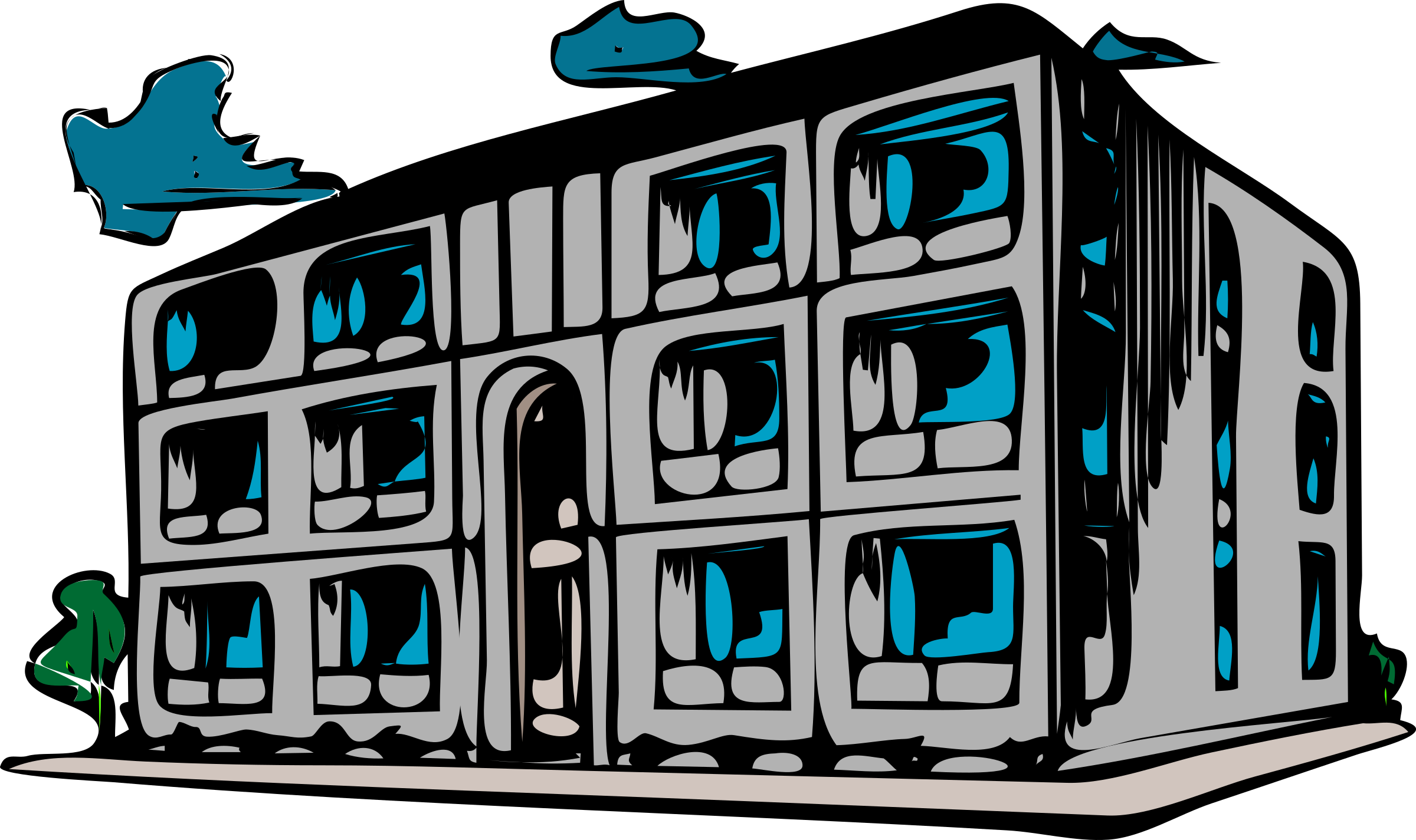 Clipart - - Run Down Building Clipart (2400x1425)