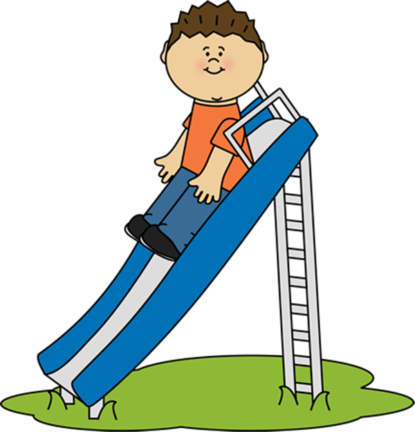 Kid Playing On A Slide Clip Art - Playing On The Slide (600x624)
