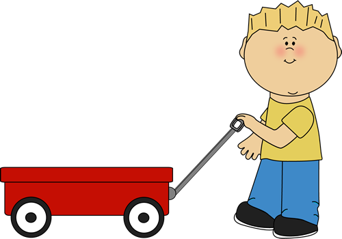 Boy Pulling A Wagon - Boy Pulling A Wagon (500x350)