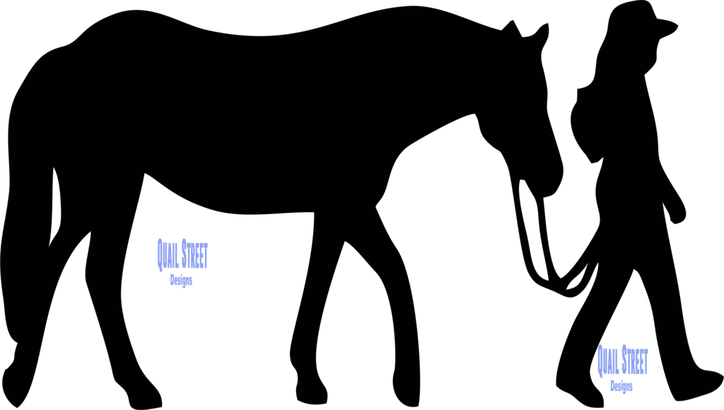 Girl Leading Horse Vinyl Decal - Western Riding (1024x580)