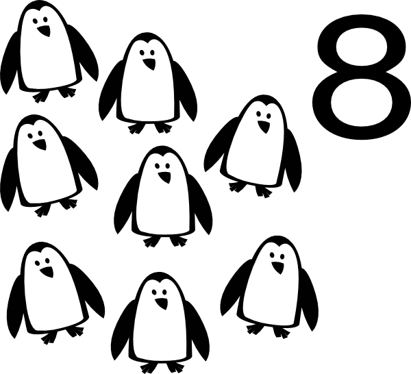 Number 8 Clip Art At Clker - Funny Pinguin Greeting Card (600x546)