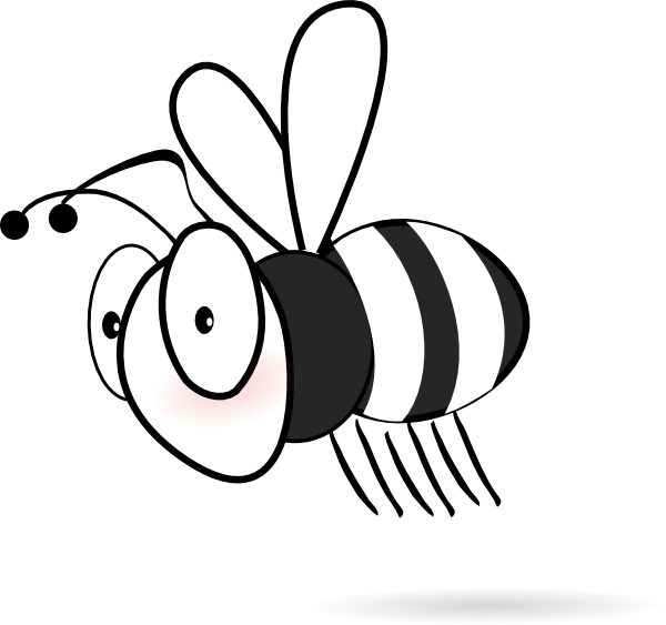 Bee Clipart Black And White - Bee White And Black (600x563)