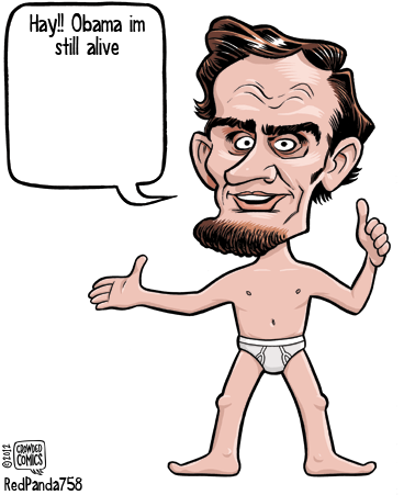 Abraham Lincoln Hay Obama Im Still Alive Crowded Comics - Abraham Lincoln Cartoon Drawing (388x467)