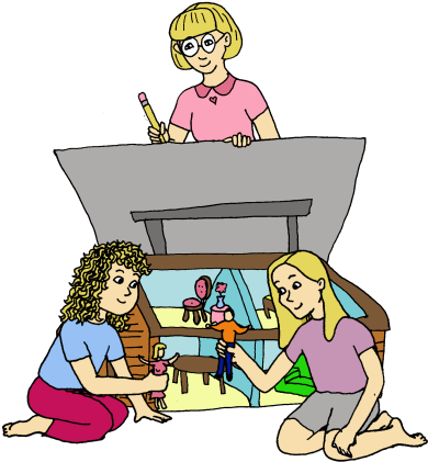 Doll House Cliparts - Cartoon (400x424)