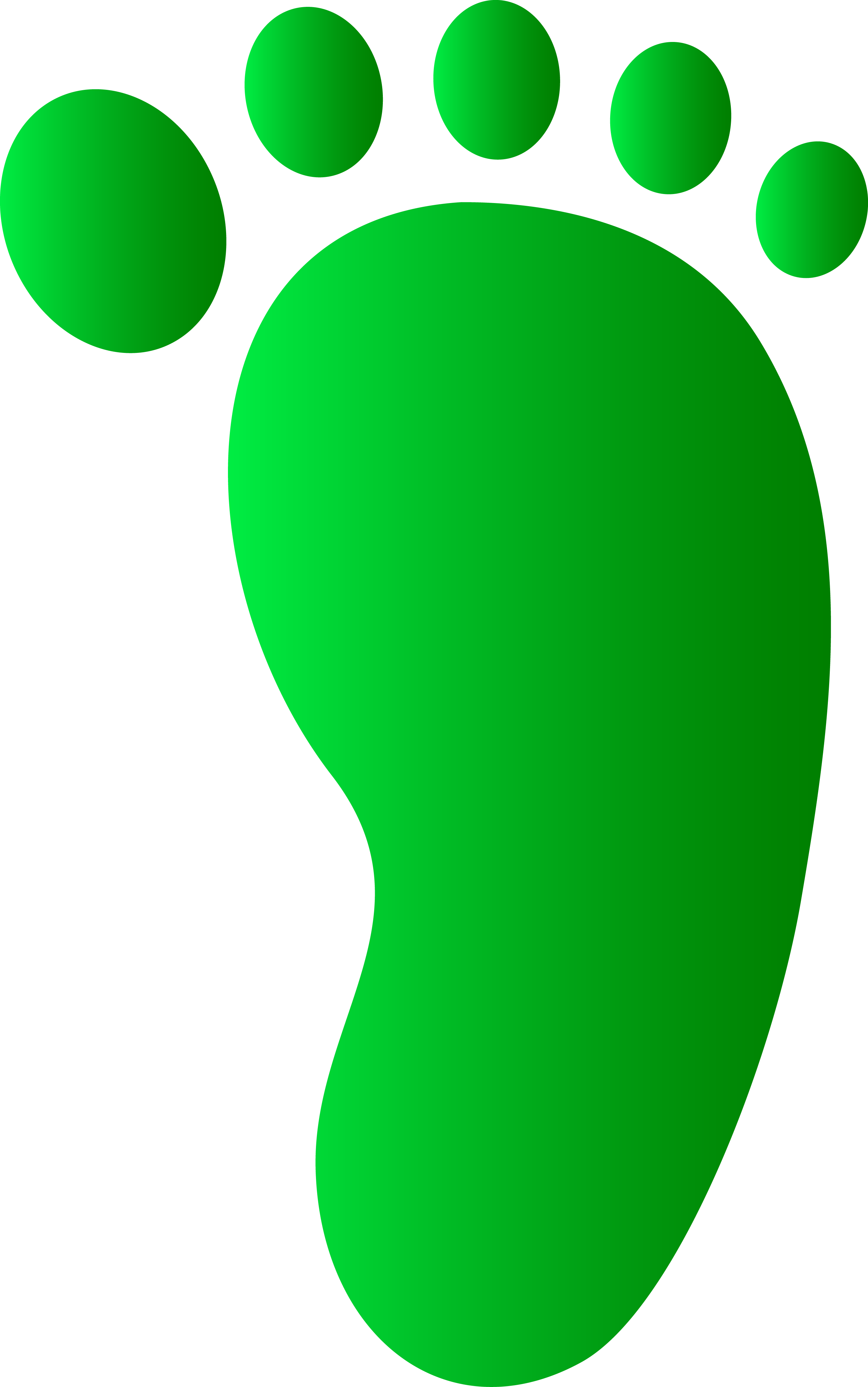 Green Human Foot Print - Green Foot Clip Art (2791x4461)