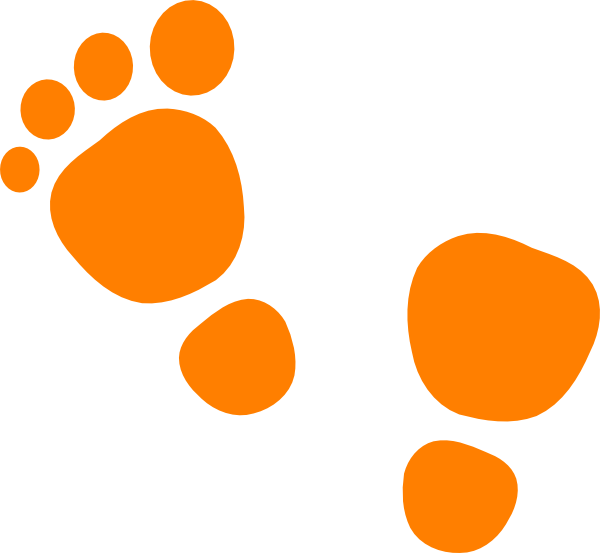 Orange Feet Clip Art - Footsteps Clipart (600x553)