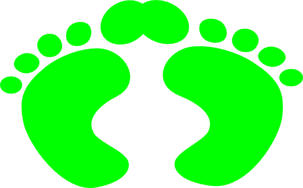 Green Footprints 1 Clip Art - Baby Rattle Clip Art (600x373)