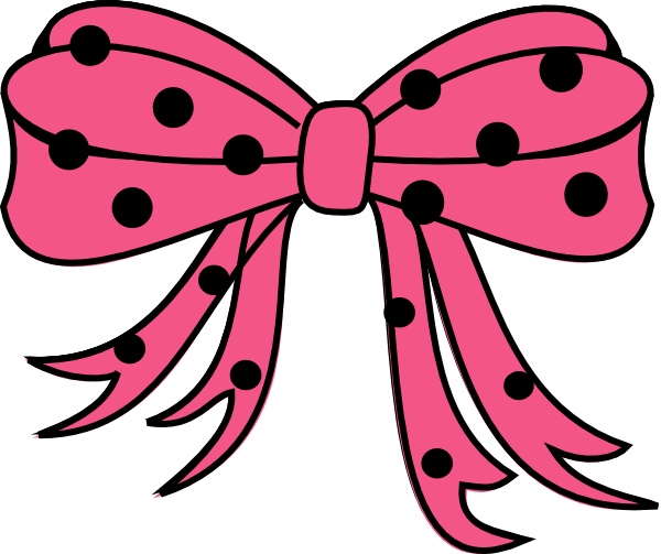 Pink And Black Polka Dots Bow (600x503)